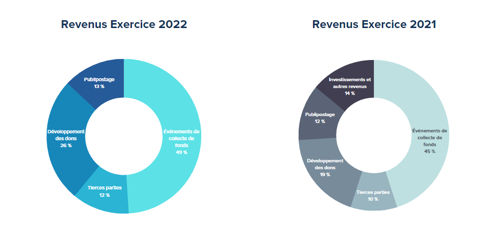 Rapport annuel 2022 - Comparaison du graphique à secteurs des revenus